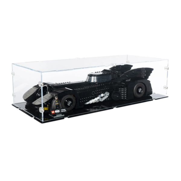 Pr&eacute;sentoir en acrylique pour LEGO&reg; 76355 La Batmobile de Batman, le d&eacute;fi (avec fond noir)