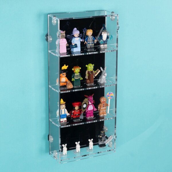 2in1 Acrylic Desk & wall display for 16 LEGO&reg; Minifigures (with black background)