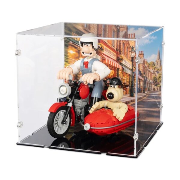 Acrylic display for LEGO&reg; 21371 Wallace & Gromit (With background image & black base)