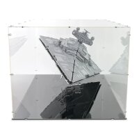 Pr&eacute;sentoir et support XL en acryliquepour LEGO&reg; 75457 Star Wars - Le Super Destroyer Stellaire de classe Executor (inclin&eacute; &ndash; avec fond noire)