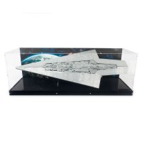 Pr&eacute;sentoir et support sp&eacute;ciaux en acrylique XL, adapt&eacute;s au mod&egrave;le IKEA KALLAXpour LEGO&reg; 75457 Star Wars - Le Super Destroyer Stellaire de classe Executor (inclin&eacute; &ndash; avec image de fond et sol noir)